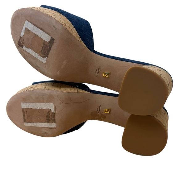 Veronica Beard Women Dali Denim Cork Platform Mules Sandals Heels Sz 10 EUC - Picture 10 of 12